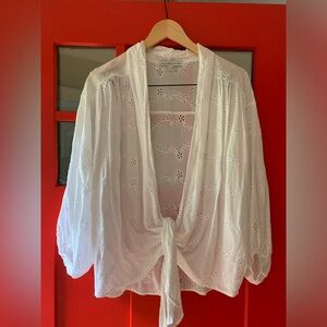 Young Fabulous & Broke white eyelet wrap shirt